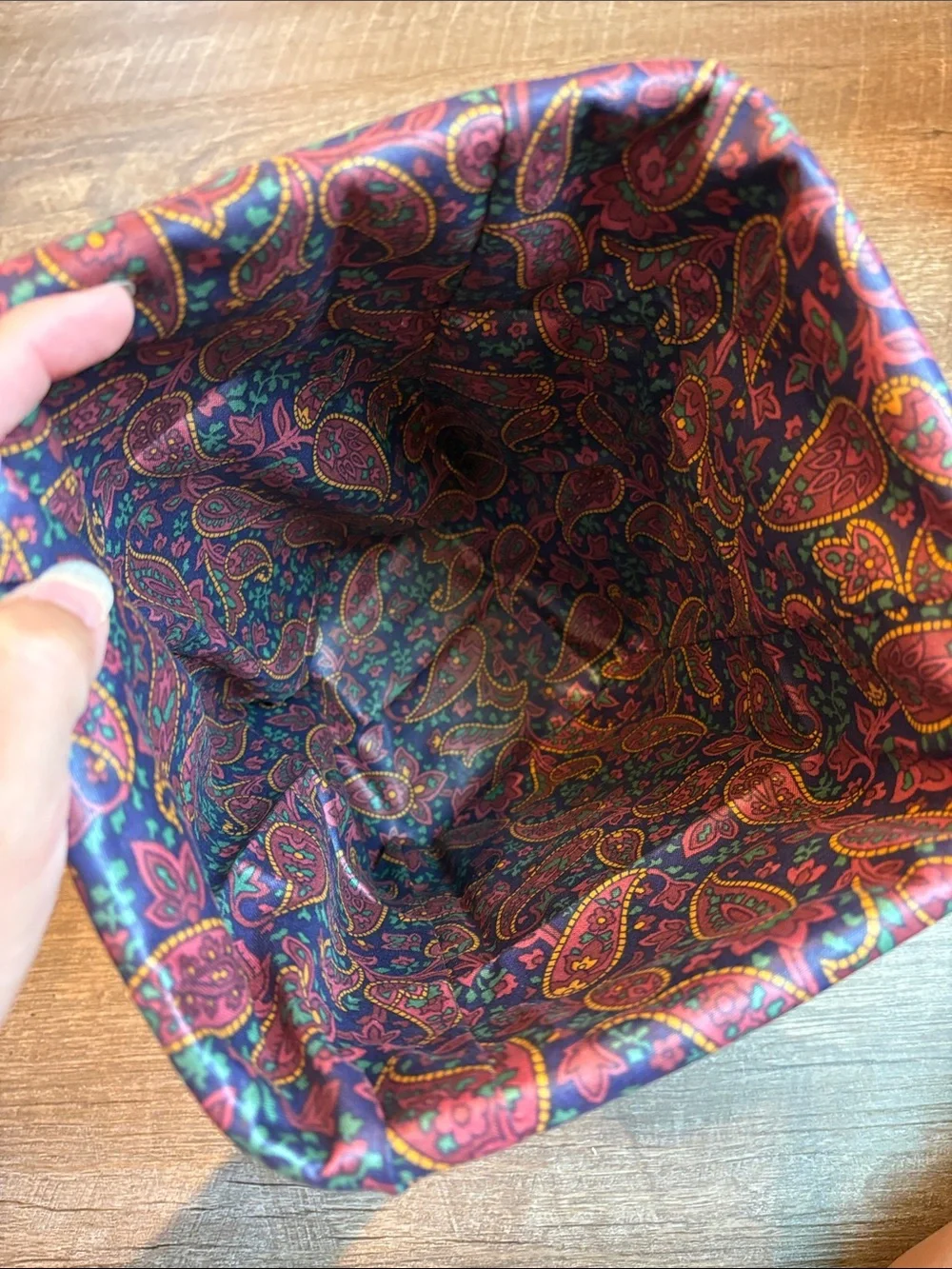 Longaberger Small Waste Basket 1996 Paisley Fabric Liner 10”H READ